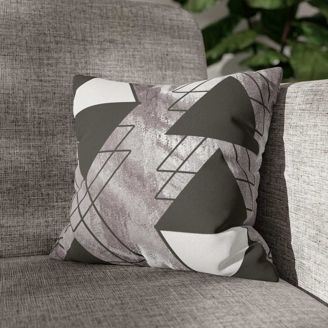 Decorative Throw Pillow Cover - Grey White Triangular Colorblock