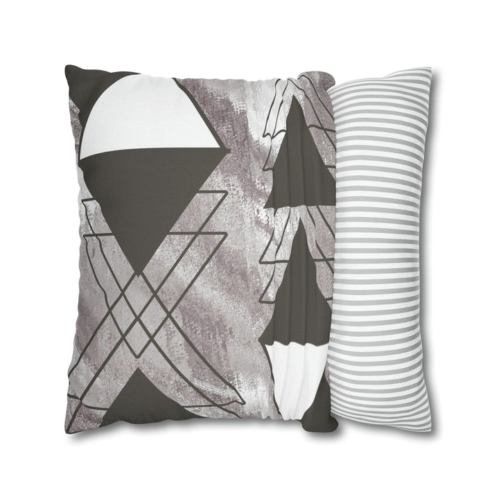 Decorative Throw Pillow Cover - Grey White Triangular Colorblock