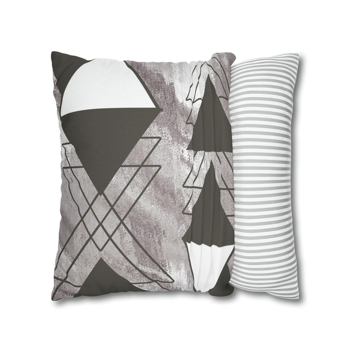 Decorative Throw Pillow Cover - Grey White Triangular Colorblock