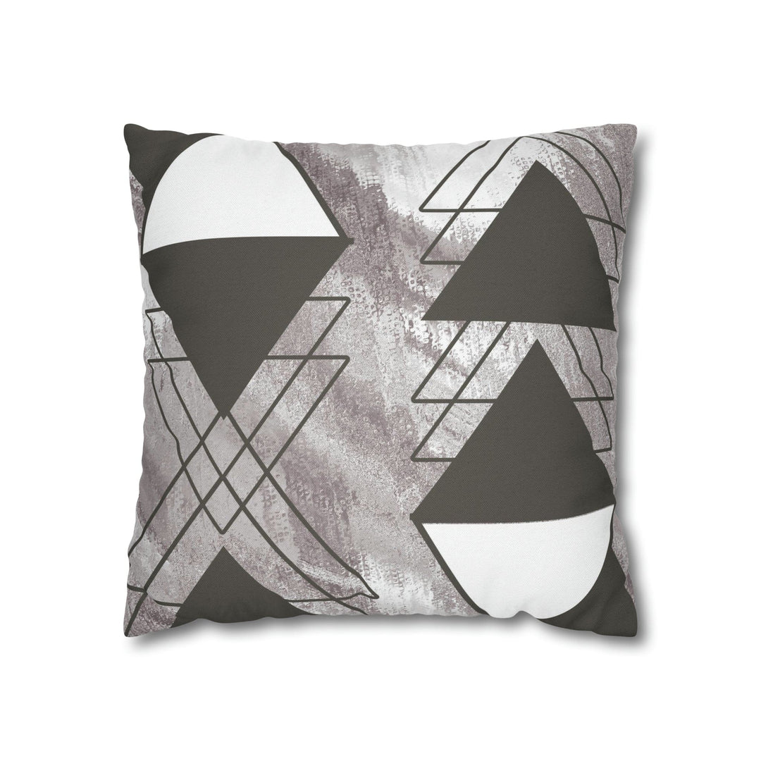 Decorative Throw Pillow Cover - Grey White Triangular Colorblock
