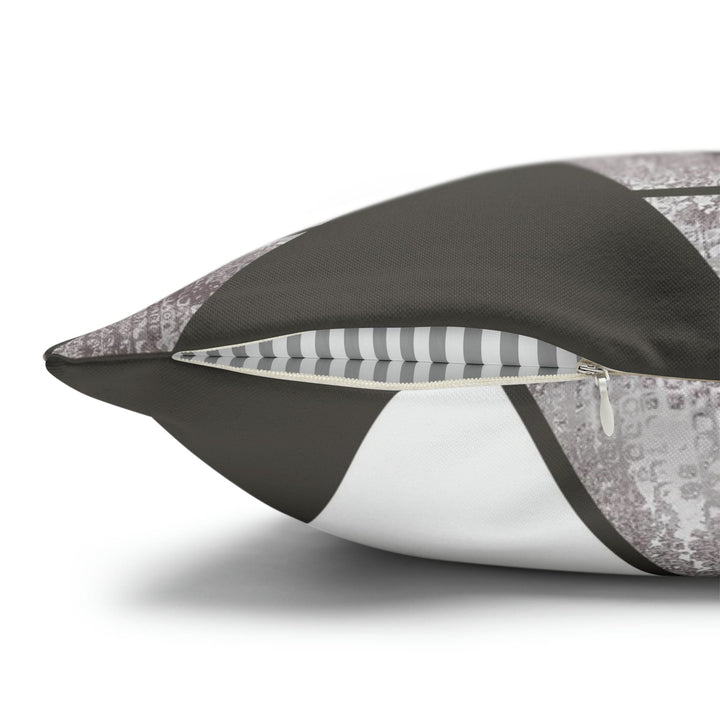 Decorative Throw Pillow Cover - Grey White Triangular Colorblock