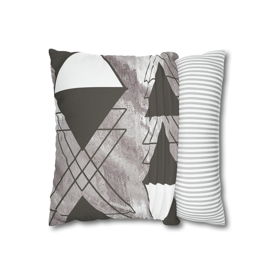 Decorative Throw Pillow Cover - Grey White Triangular Colorblock