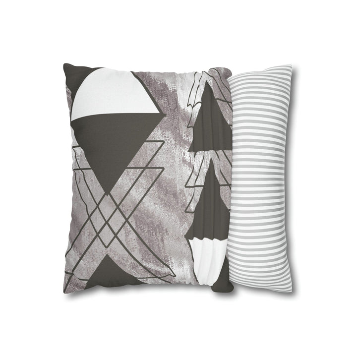 Decorative Throw Pillow Cover - Grey White Triangular Colorblock