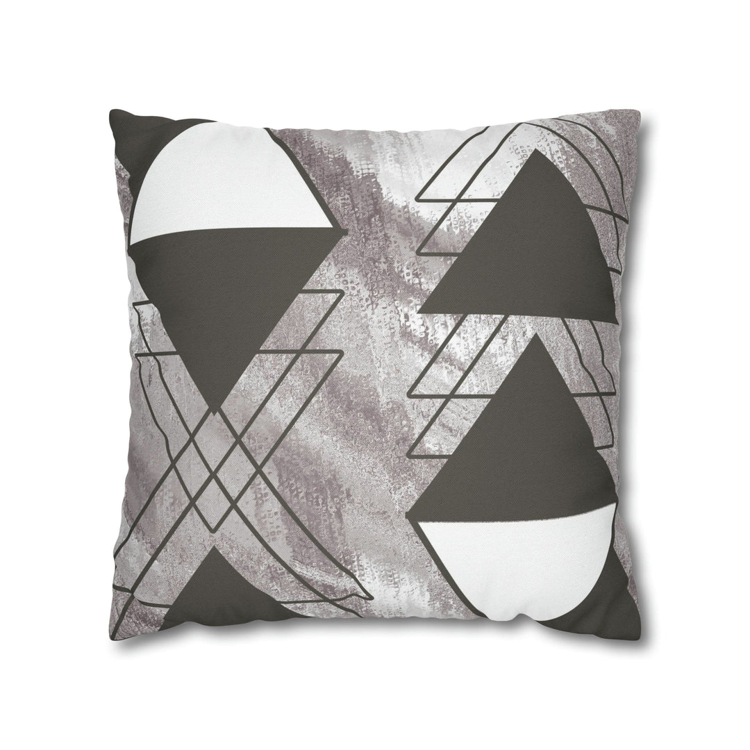 Decorative Throw Pillow Cover - Grey White Triangular Colorblock