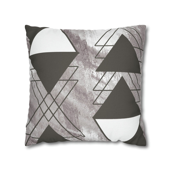 Decorative Throw Pillow Cover - Grey White Triangular Colorblock