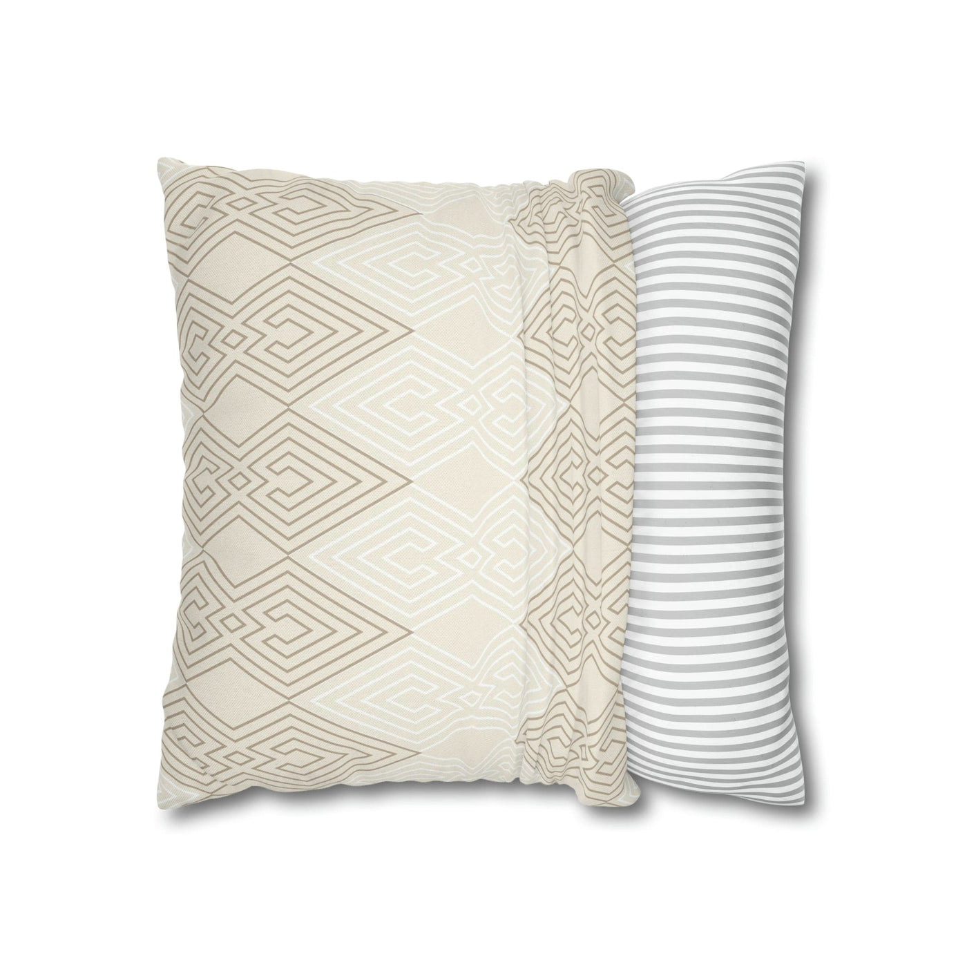Decorative Throw Pillow Covers With Zipper - Set Of 2 Beige And White Tribal