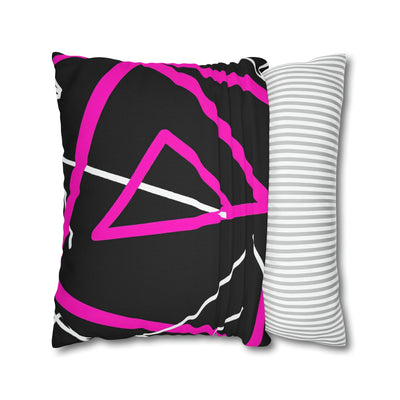 Decorative Throw Pillow Covers With Zipper - Set Of 2 Black And Pink Geometric