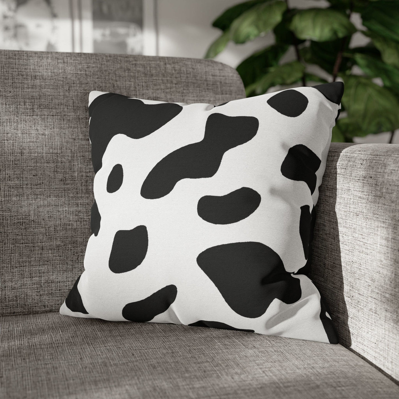 Decorative Throw Pillow Covers With Zipper - Set Of 2 Black And White Abstract