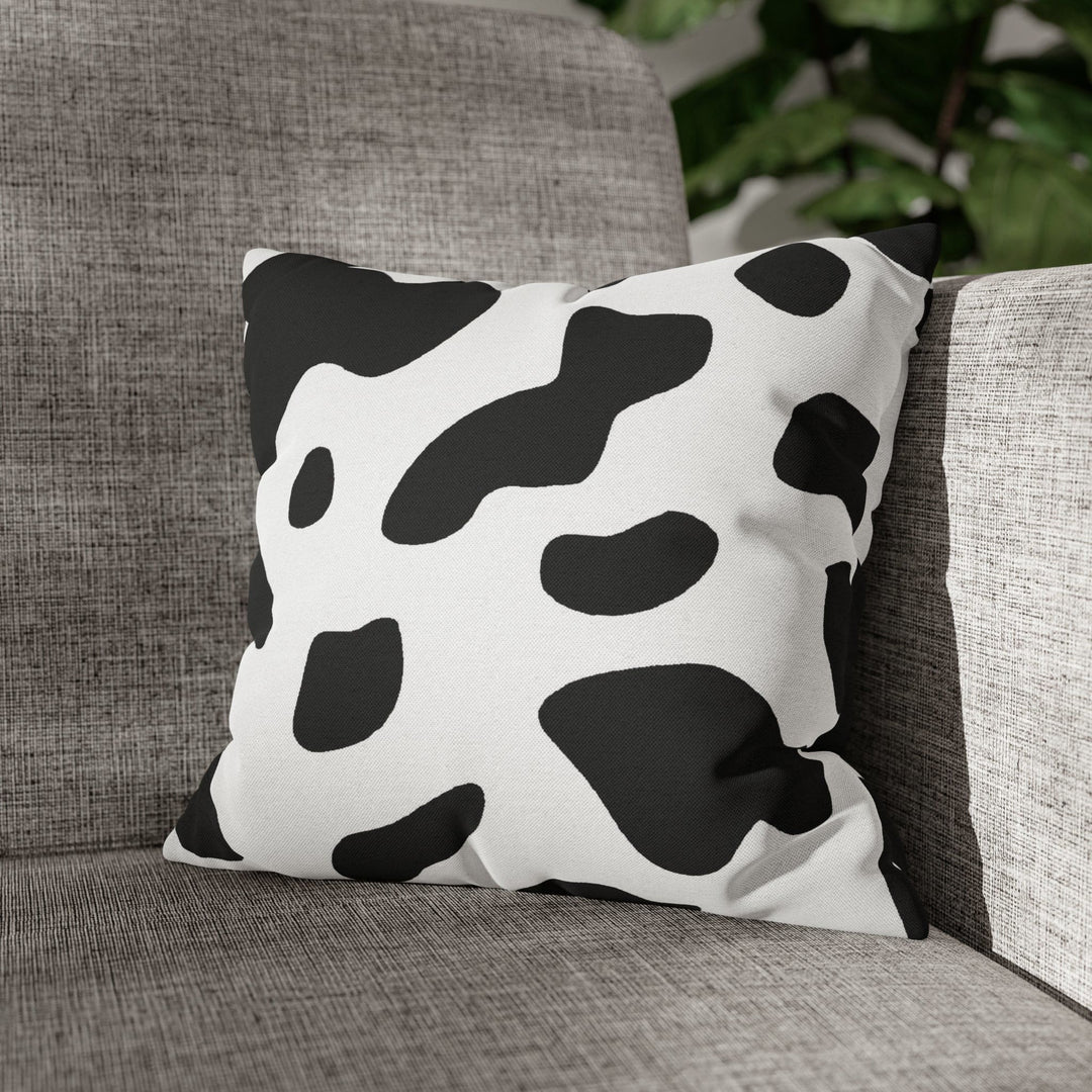 Decorative Throw Pillow Cover Black and White Abstract Cow Print Pattern