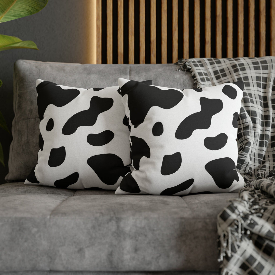 Decorative Throw Pillow Cover Black and White Abstract Cow Print Pattern