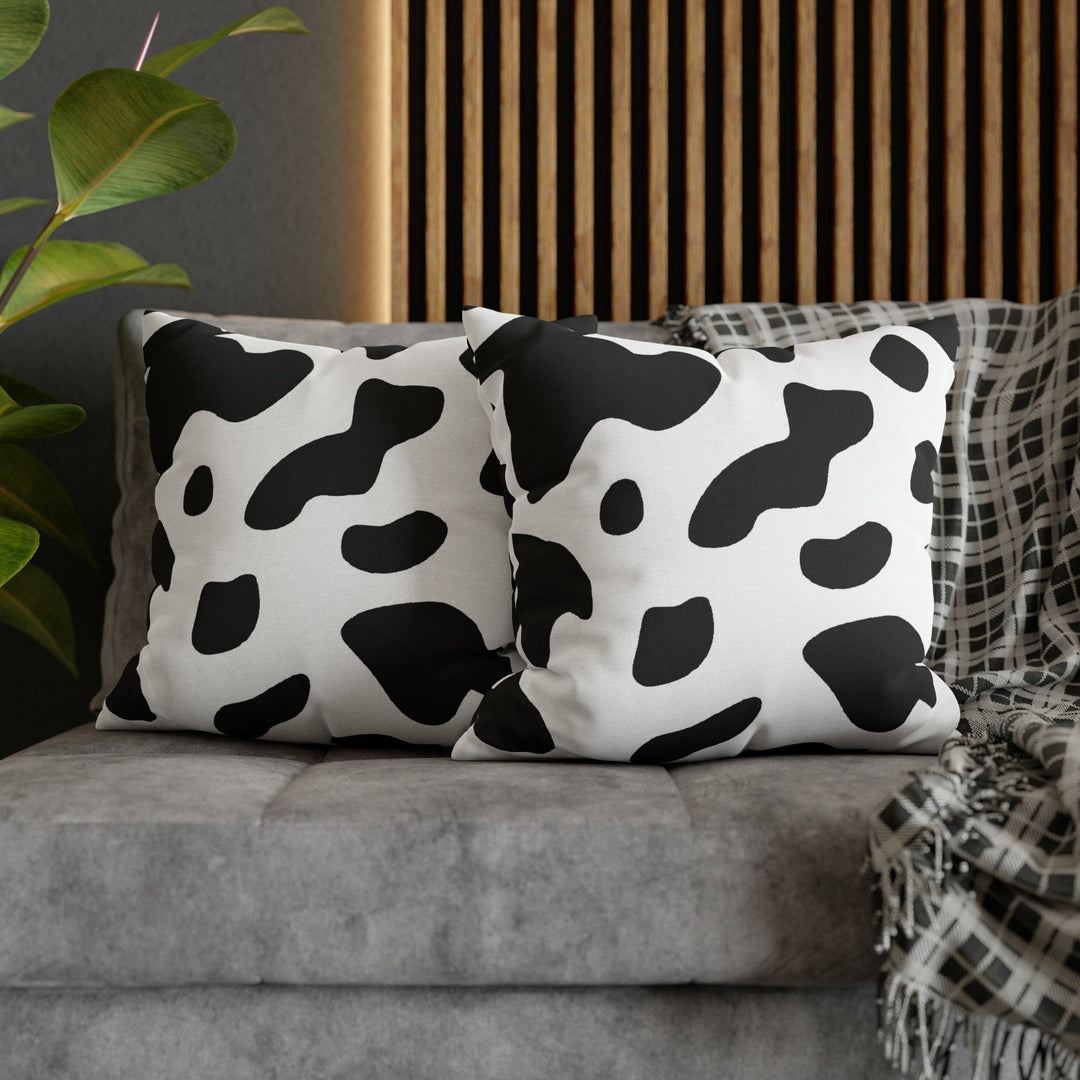 Decorative Throw Pillow Cover Black and White Abstract Cow Print Pattern