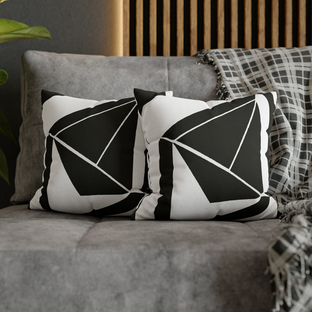 Decorative Throw Pillow Cover Black and White Geometric Pattern - Decorative