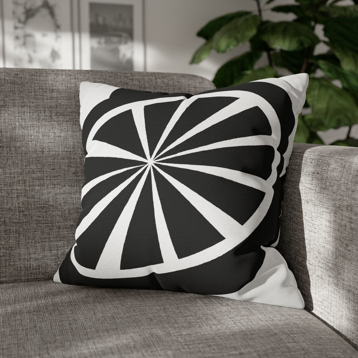 Decorative Throw Pillow Covers With Zipper - Set Of 2 Black And White Geometric