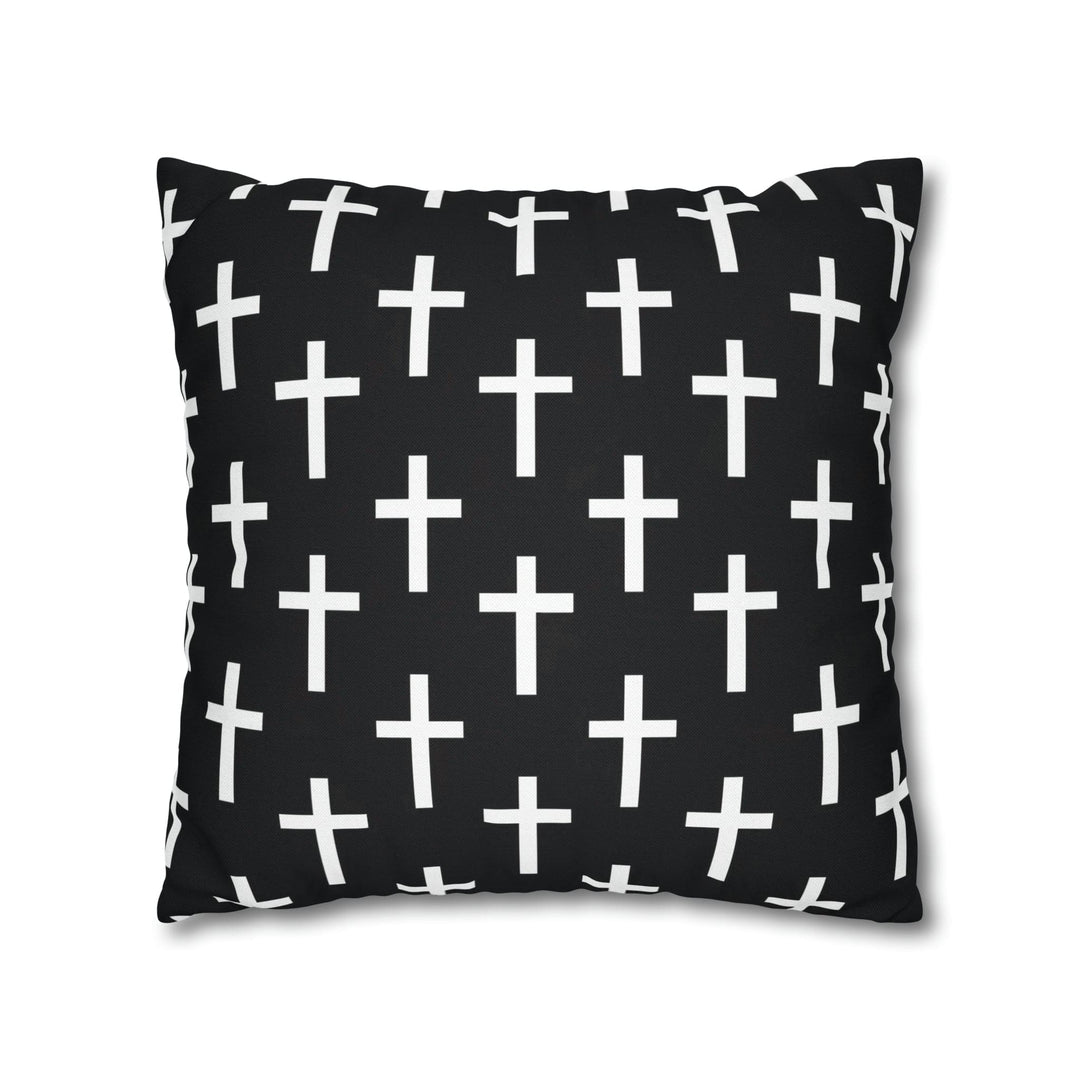 Decorative Throw Pillow Cover Black and White Seamless Cross Pattern