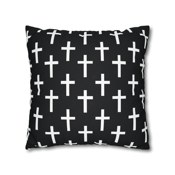 Decorative Throw Pillow Cover Black and White Seamless Cross Pattern