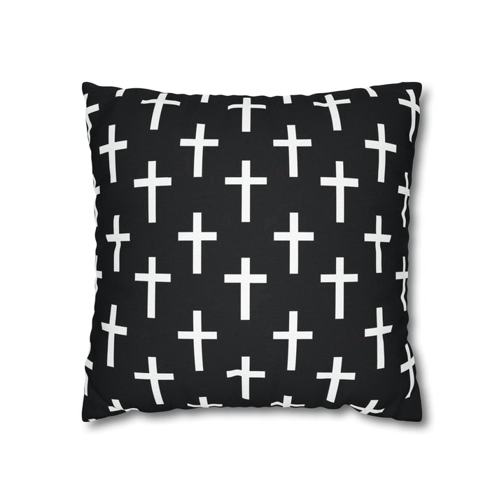 Decorative Throw Pillow Cover Black and White Seamless Cross Pattern