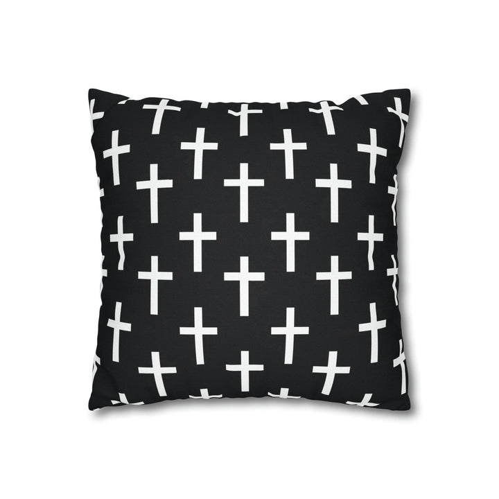 Decorative Throw Pillow Cover Black and White Seamless Cross Pattern