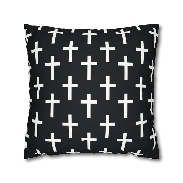 Decorative Throw Pillow Cover Black and White Seamless Cross Pattern