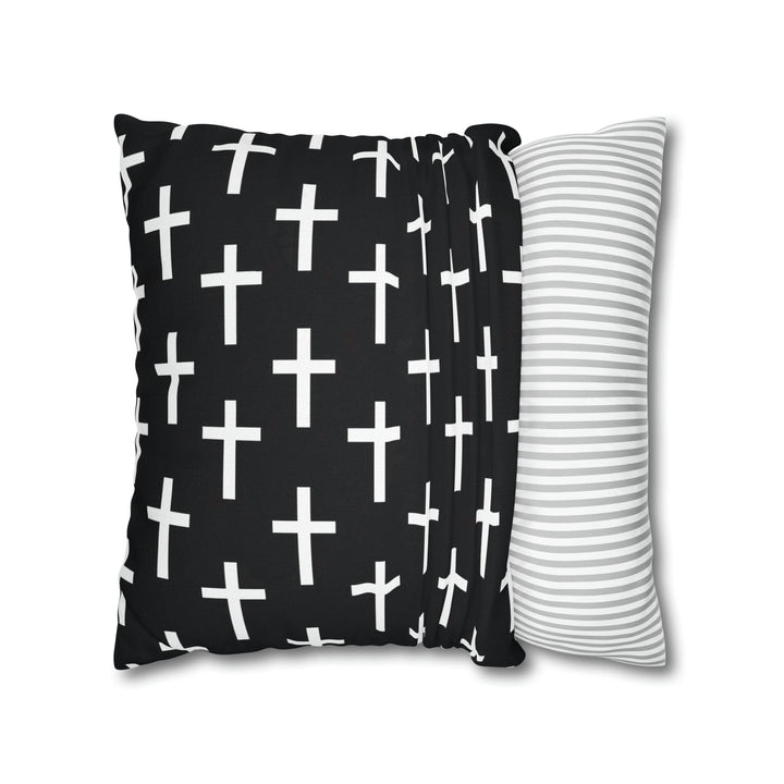 Decorative Throw Pillow Cover Black and White Seamless Cross Pattern