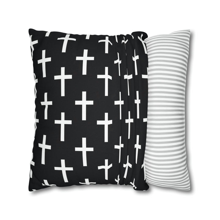 Decorative Throw Pillow Cover Black and White Seamless Cross Pattern