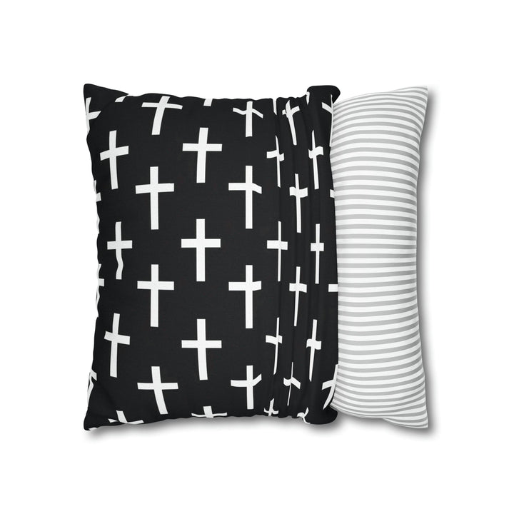 Decorative Throw Pillow Cover Black and White Seamless Cross Pattern