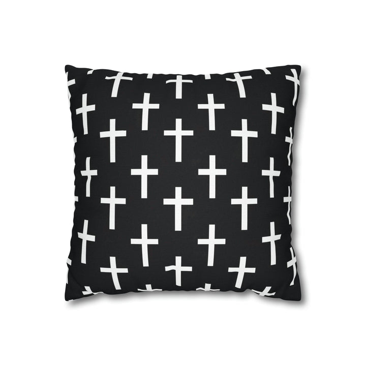 Decorative Throw Pillow Cover Black and White Seamless Cross Pattern