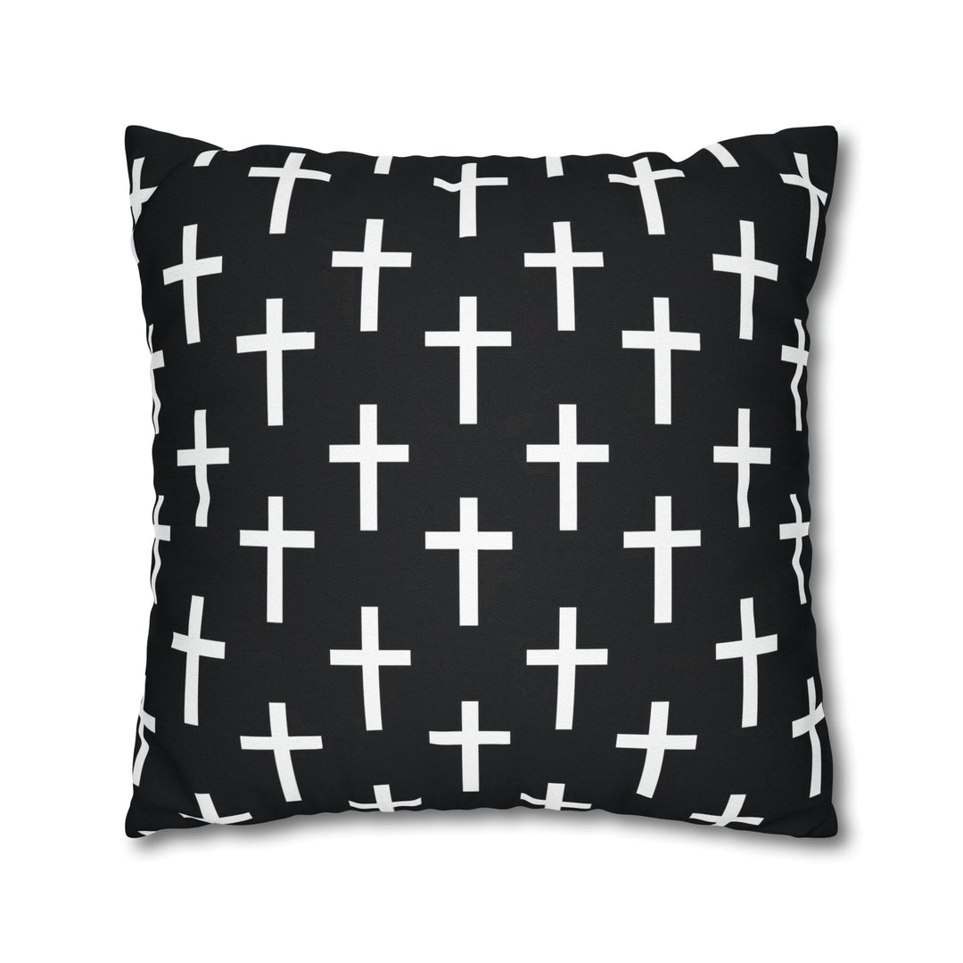 Decorative Throw Pillow Cover Black and White Seamless Cross Pattern