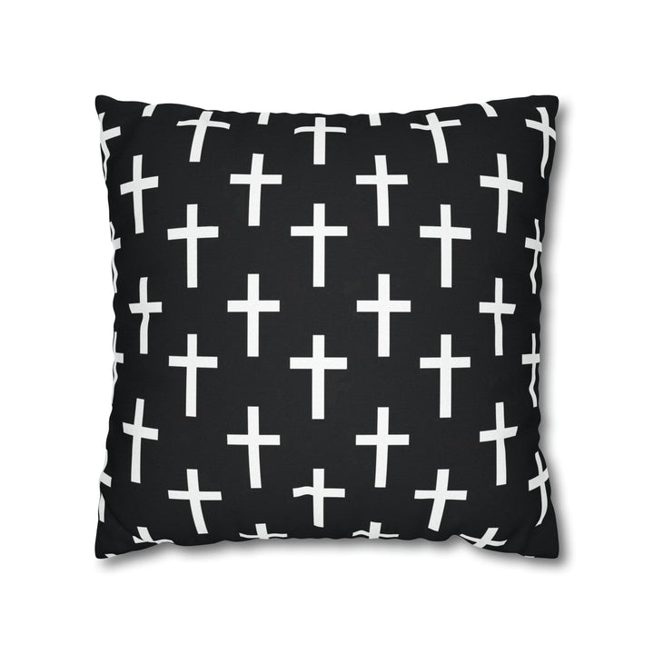 Decorative Throw Pillow Cover Black and White Seamless Cross Pattern