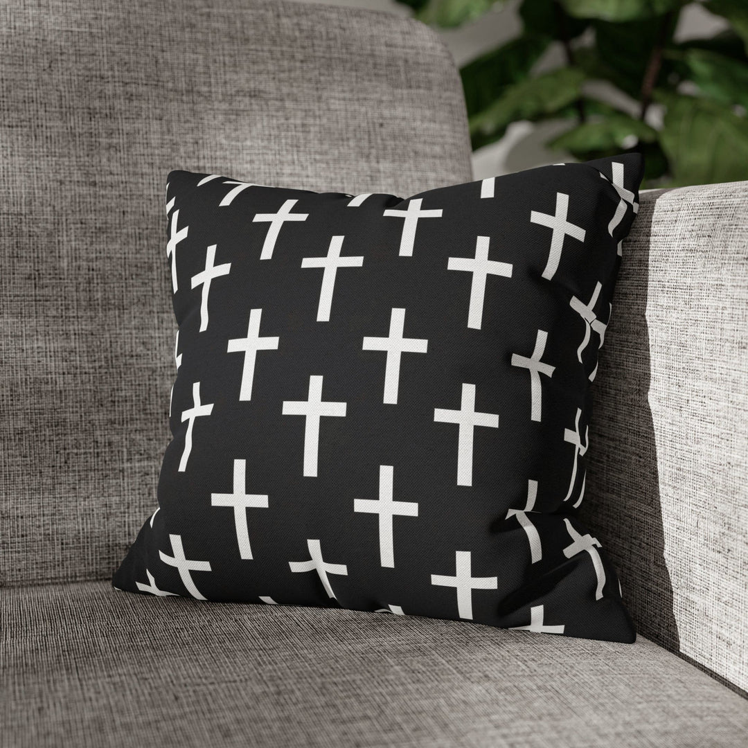 Decorative Throw Pillow Cover Black and White Seamless Cross Pattern