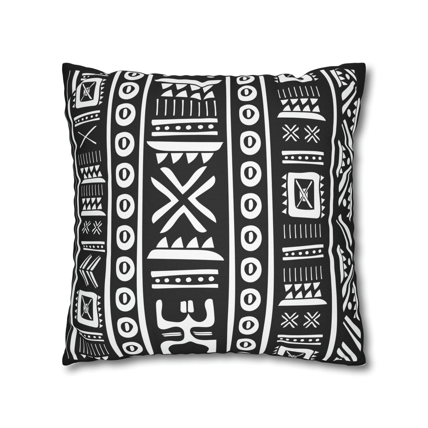 Decorative Throw Pillow Covers With Zipper - Set Of 2 Black And White Tribal