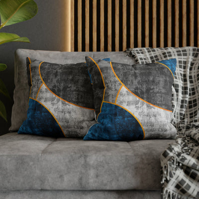 Decorative Throw Pillow Covers With Zipper - Set Of 2 Black Blue Grey Circular