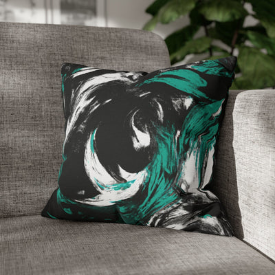 Decorative Throw Pillow Covers With Zipper - Set Of 2 Black Green White