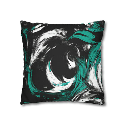 Decorative Throw Pillow Covers With Zipper - Set Of 2 Black Green White