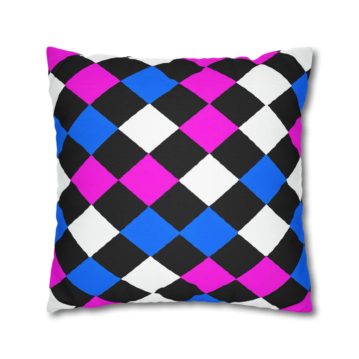 Decorative Throw Pillow Cover Black Pink Blue Checkered Pattern - Decorative