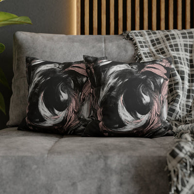 Decorative Throw Pillow Covers With Zipper - Set Of 2 Black Pink White Abstract
