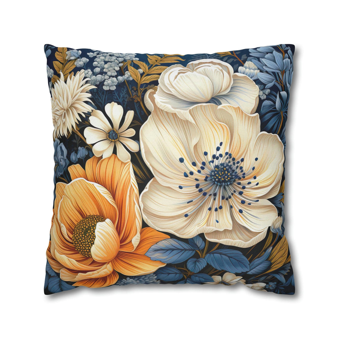 Decorative Throw Pillow Cover Blue Floral Block Pattern - Decorative | Throw