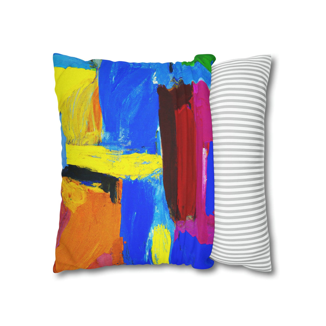 Decorative Throw Pillow Cover - Blue Red Yellow Multicolor Abstract Pattern
