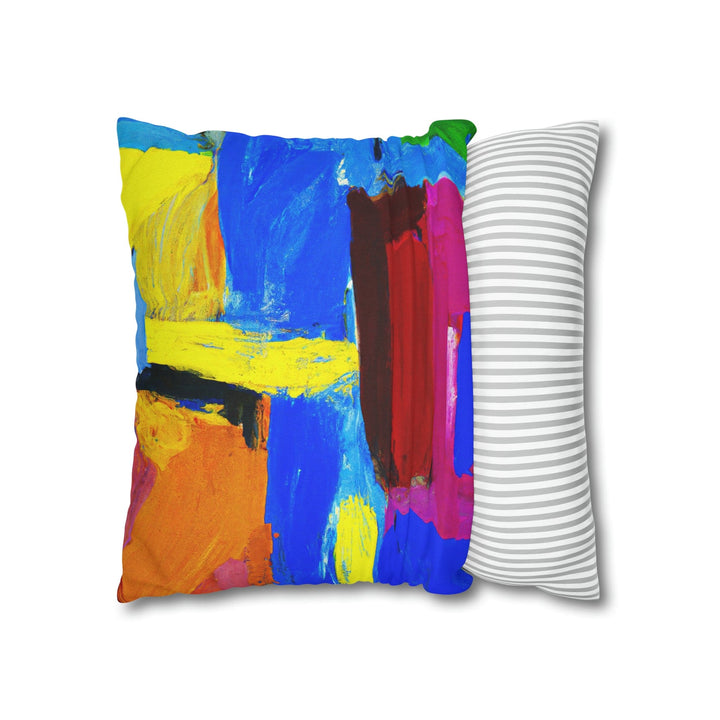 Decorative Throw Pillow Cover - Blue Red Yellow Multicolor Abstract Pattern