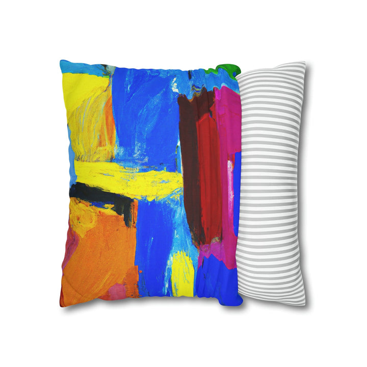 Decorative Throw Pillow Cover - Blue Red Yellow Multicolor Abstract Pattern