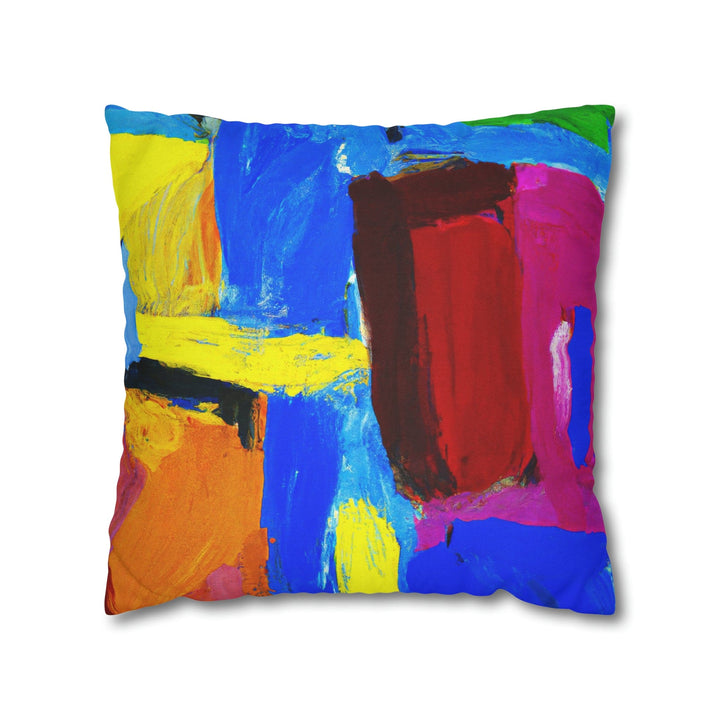 Decorative Throw Pillow Cover - Blue Red Yellow Multicolor Abstract Pattern