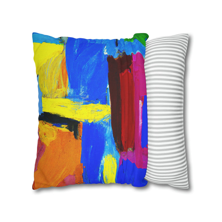 Decorative Throw Pillow Cover - Blue Red Yellow Multicolor Abstract Pattern