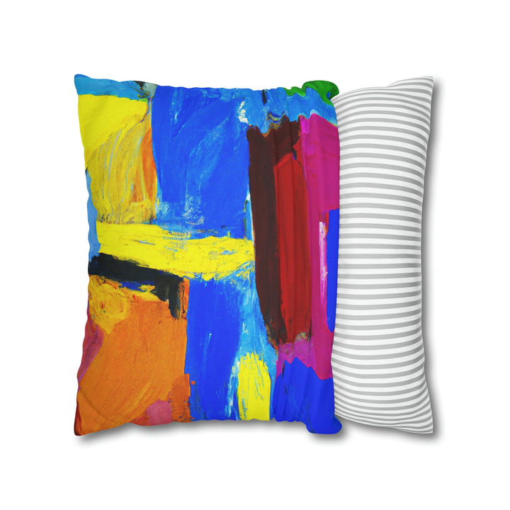 Decorative Throw Pillow Cover - Blue Red Yellow Multicolor Abstract Pattern