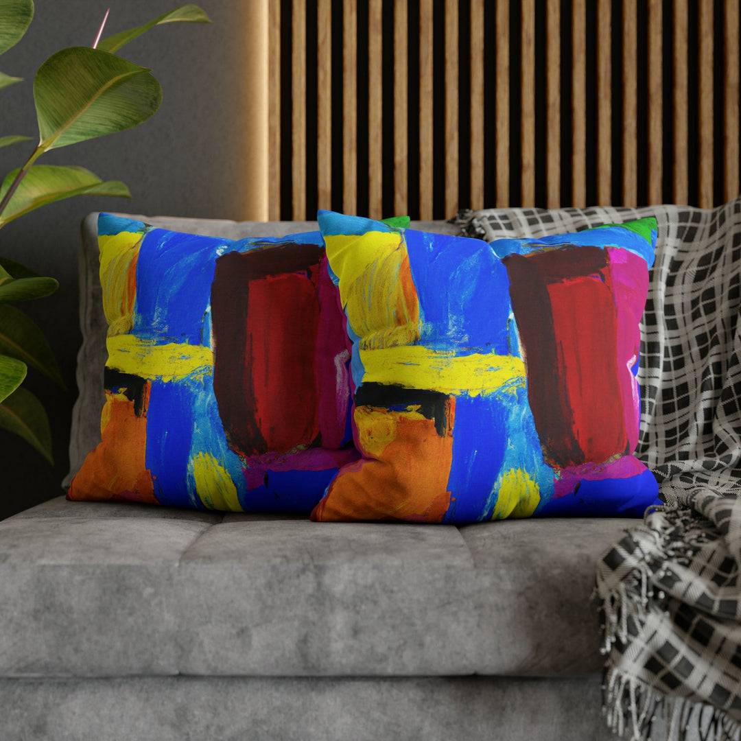 Decorative Throw Pillow Cover - Blue Red Yellow Multicolor Abstract Pattern