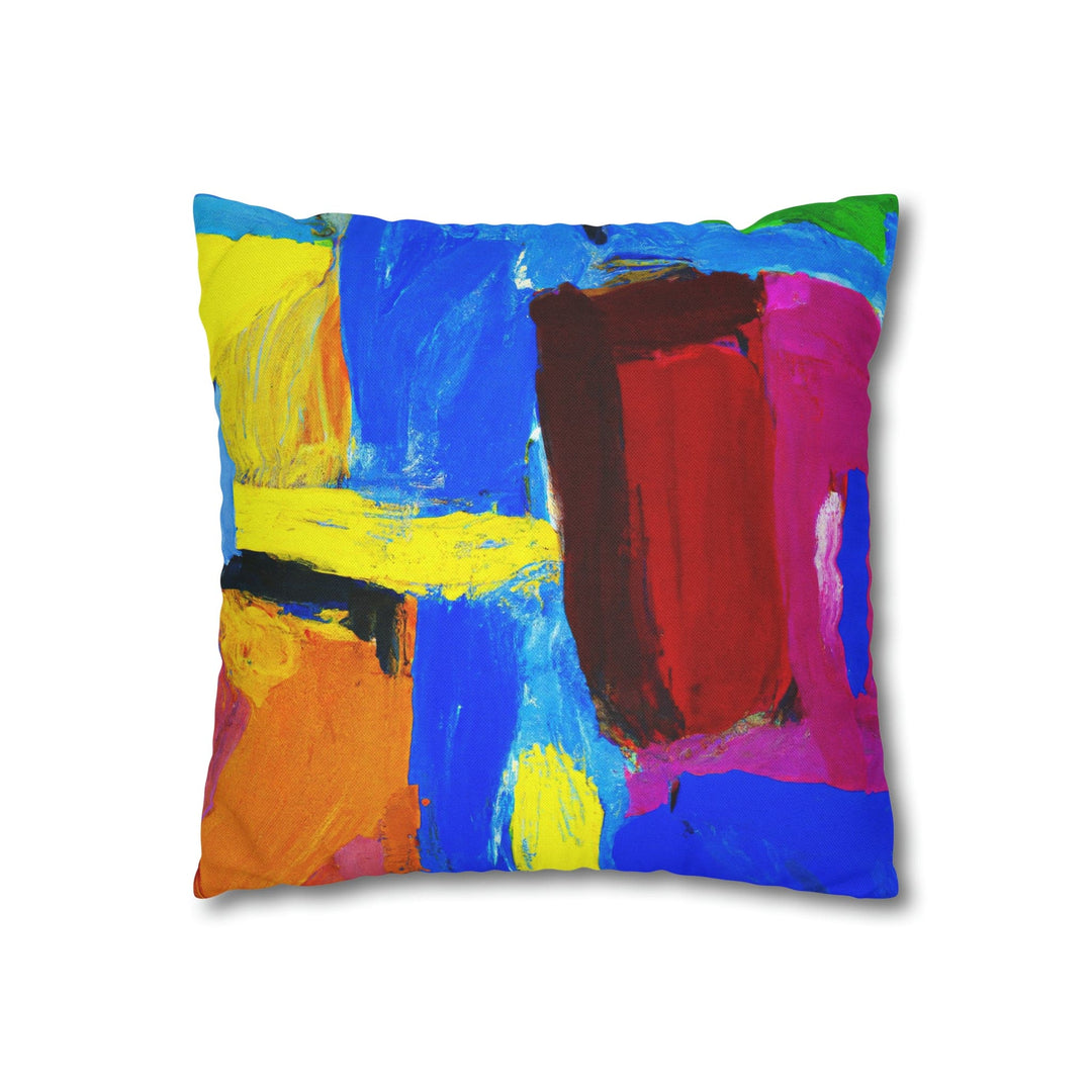 Decorative Throw Pillow Cover - Blue Red Yellow Multicolor Abstract Pattern