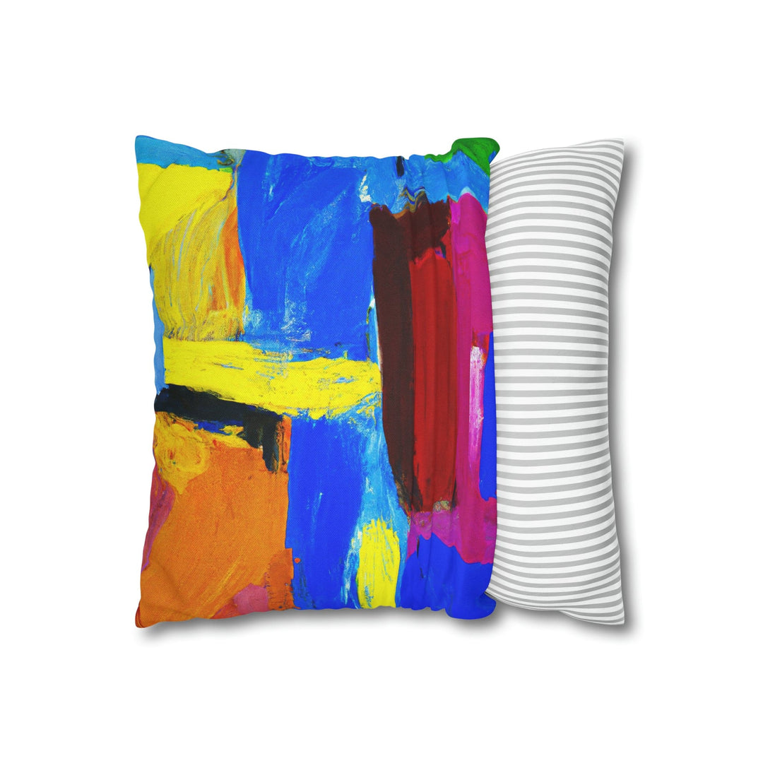 Decorative Throw Pillow Cover - Blue Red Yellow Multicolor Abstract Pattern
