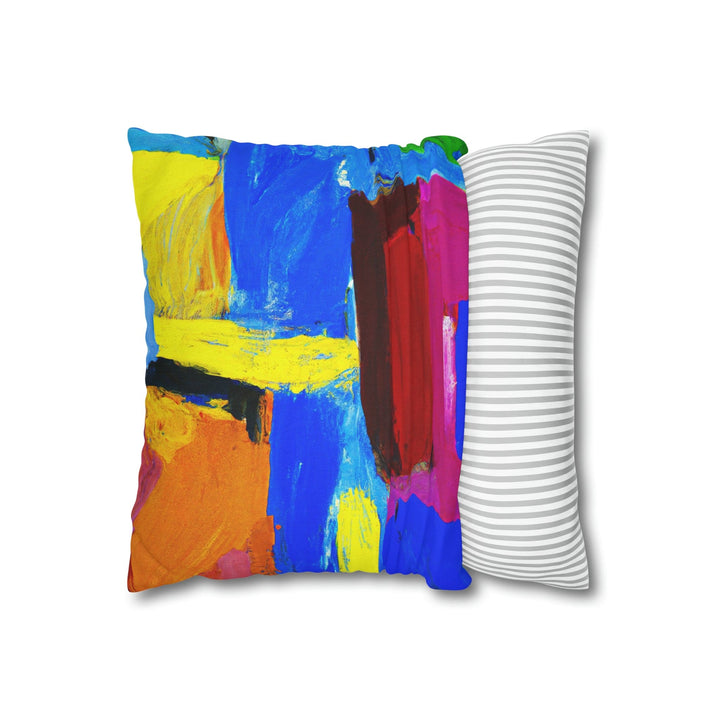 Decorative Throw Pillow Cover - Blue Red Yellow Multicolor Abstract Pattern