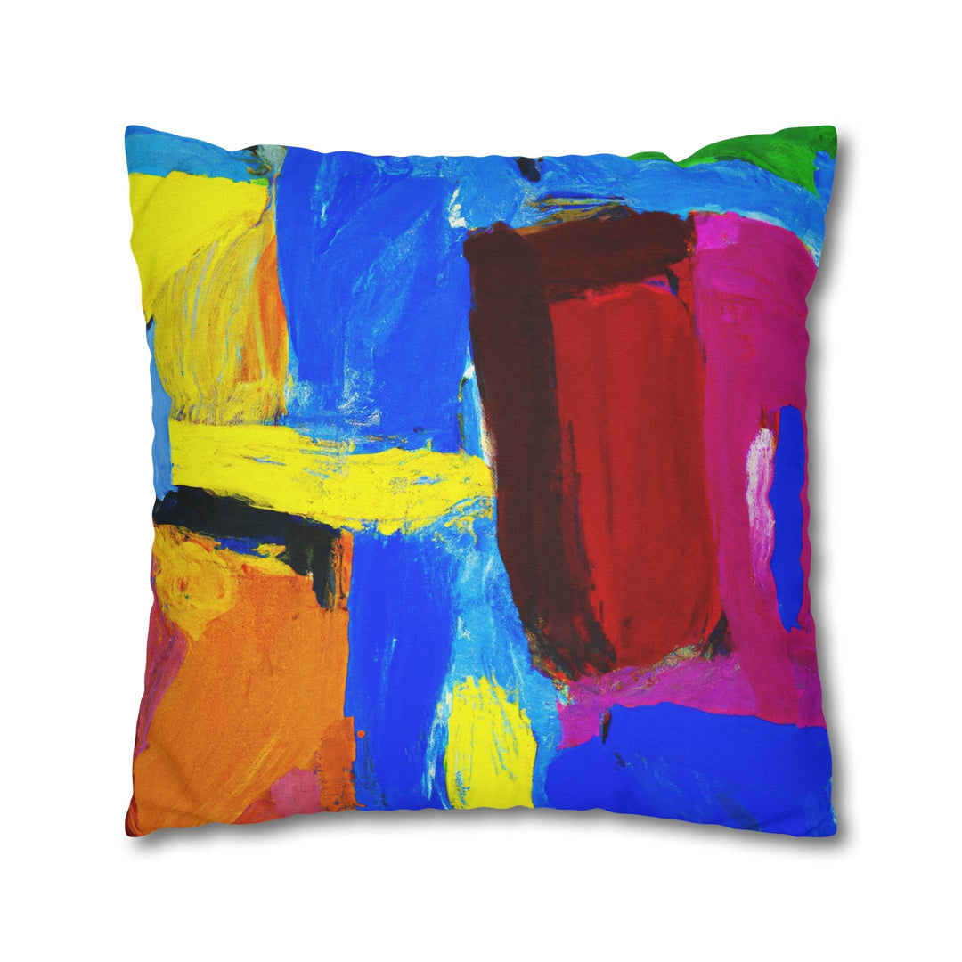 Decorative Throw Pillow Cover - Blue Red Yellow Multicolor Abstract Pattern