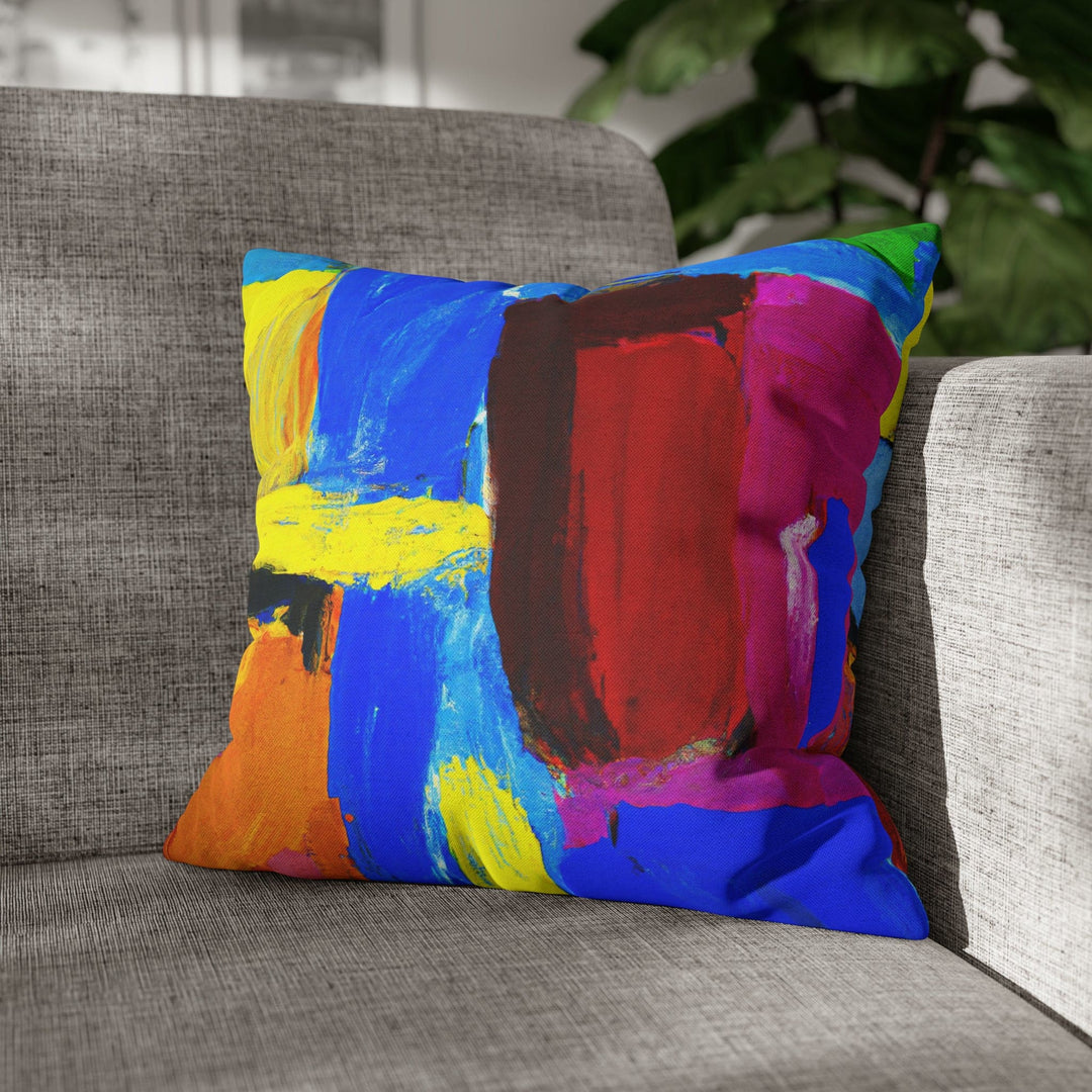 Decorative Throw Pillow Cover - Blue Red Yellow Multicolor Abstract Pattern
