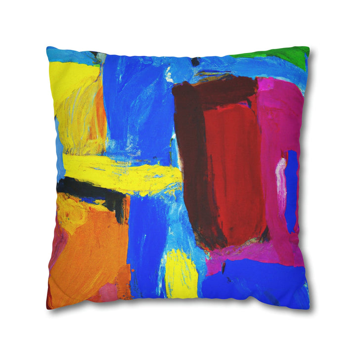 Decorative Throw Pillow Cover - Blue Red Yellow Multicolor Abstract Pattern