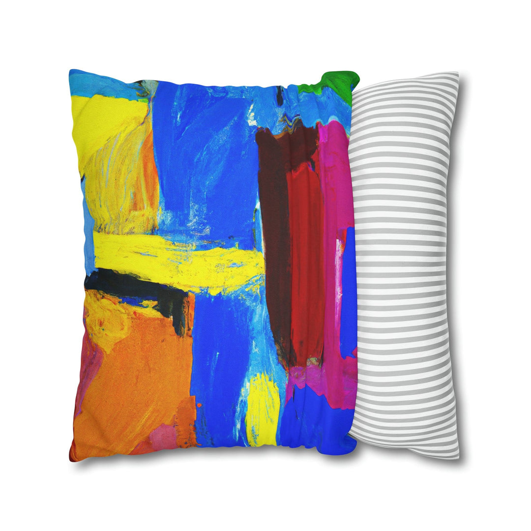 Decorative Throw Pillow Cover - Blue Red Yellow Multicolor Abstract Pattern